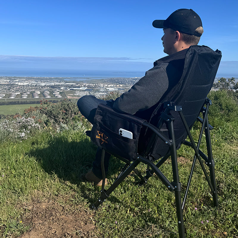 San Hima Folding Camping Chair Thick Padding Recliner