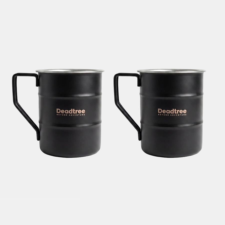 Deadtree Stainless Steel Bushmug 450ml  (Black) 2 Pack