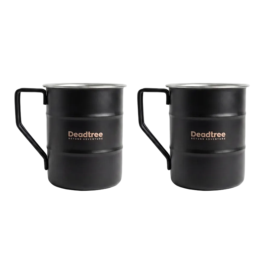 Deadtree Stainless Steel Bushmug 450ml  (Black) 2 Pack