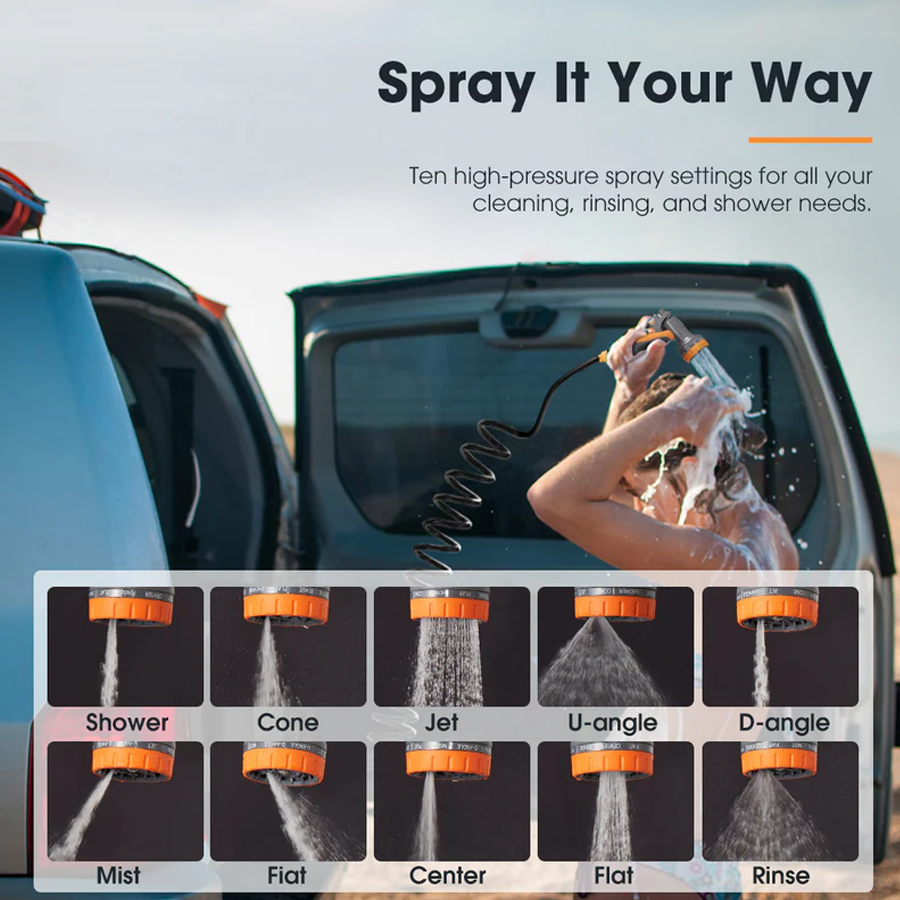 San Hima Battery Powered Portable 24L Water Tank and Shower Kit for Camping