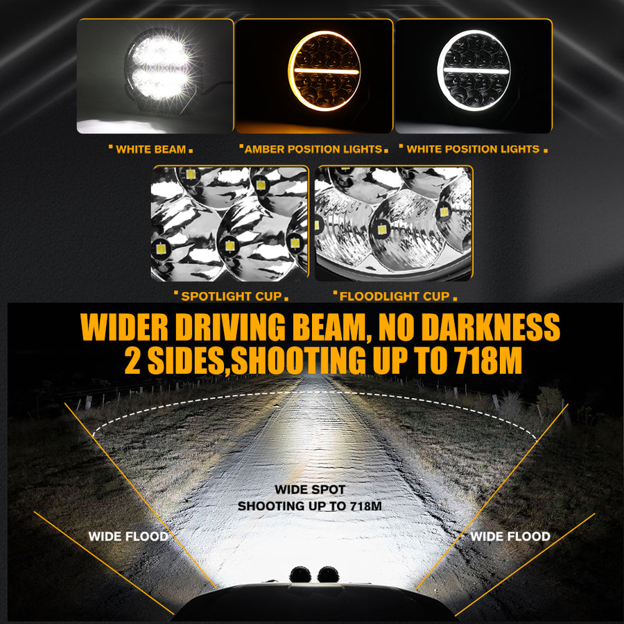 Deadtree 7" LED 4x4 Spotlights (D-065)