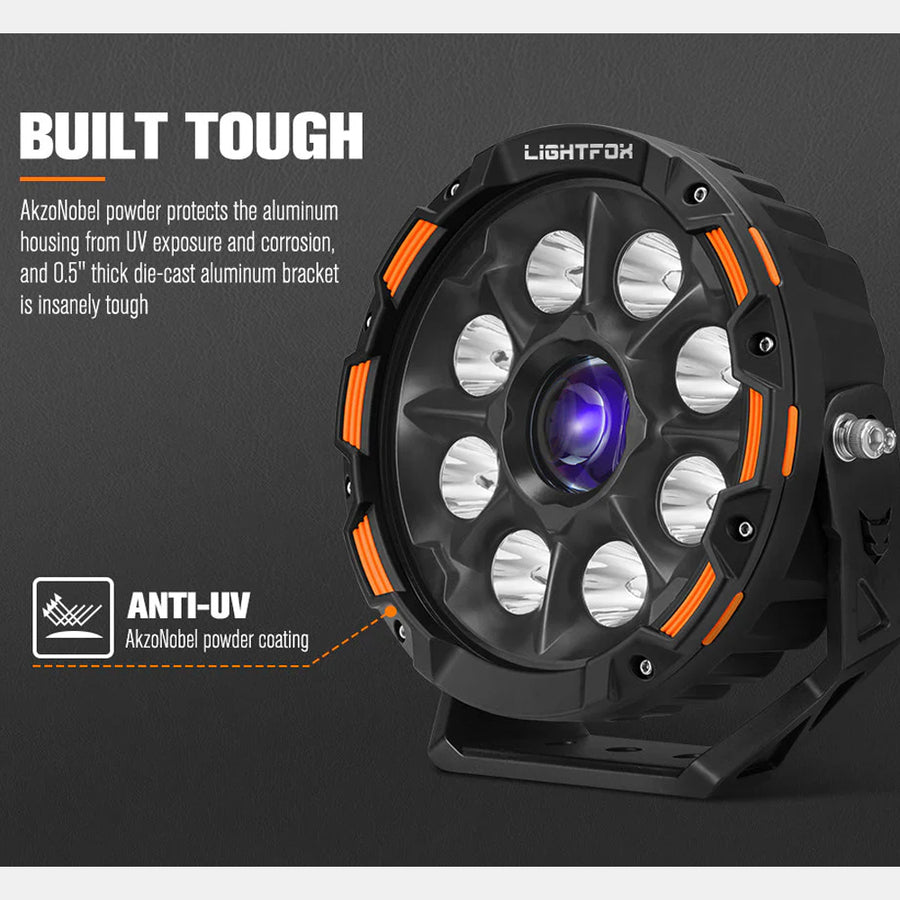 Lightfox 9" LASER LED Driving Spot Light (LF-DL-9LAS*2)