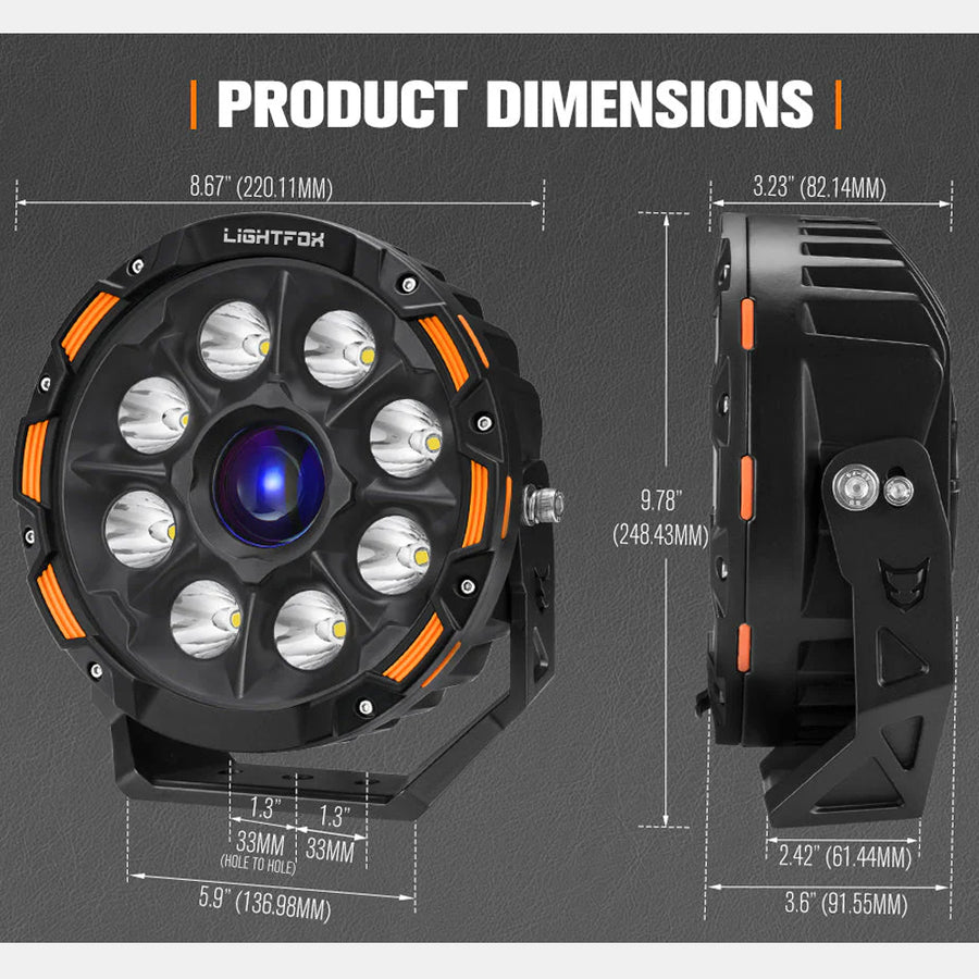 Lightfox 9" LASER LED Driving Spot Light (LF-DL-9LAS*2)