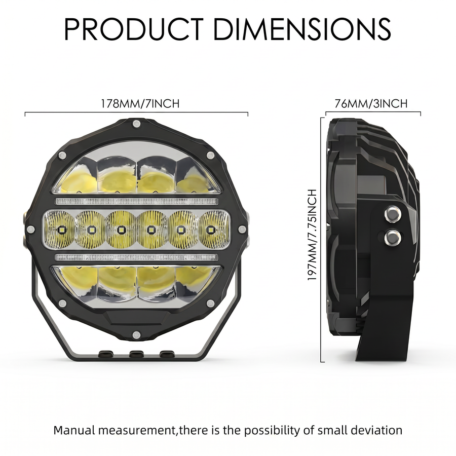 Deadtree D090 Combo — 7" Spotlight Pair + Free 20" Light Bar