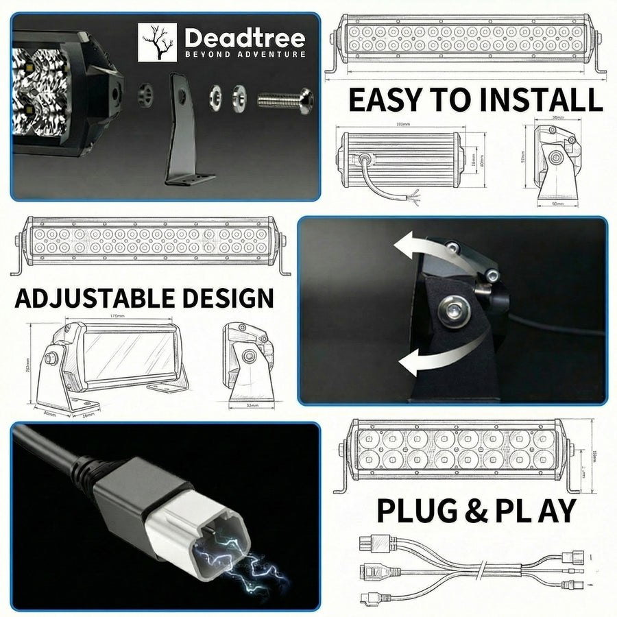 Deadtree D090 Combo — 7" Spotlight Pair + Free 20" Light Bar