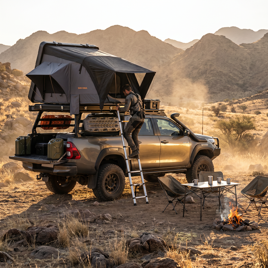 San Hima Jervis Waterproof Hardshell Rooftop Tent with Ladder