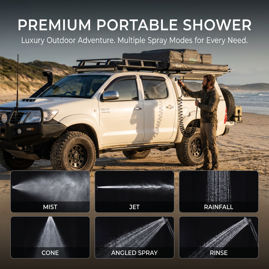 San Hima Battery Powered Portable 24L Water Tank and Shower Kit for Camping