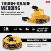 Bunker 20ft Recovery Straps + Pair 3/4 D Ring Shackles + Bag