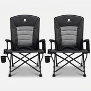 Deadtree Deluxe Reclining Folding Camping Chair with Padding (Black) - 2 Pack