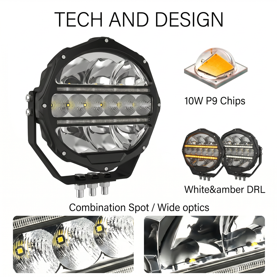 Deadtree D090 Combo — 7" Spotlight Pair + Free 20" Light Bar