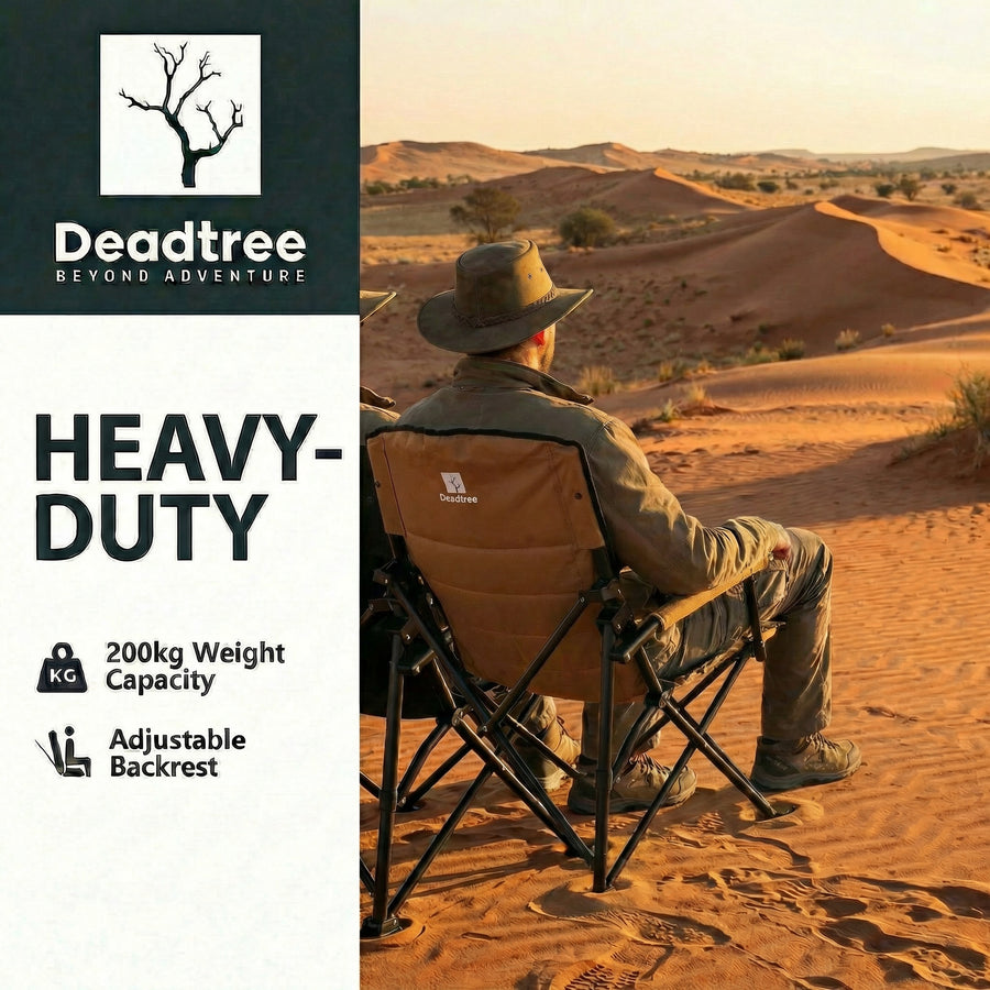 Deadtree Deluxe Reclining Folding Camping Chair with Padding (Brown)