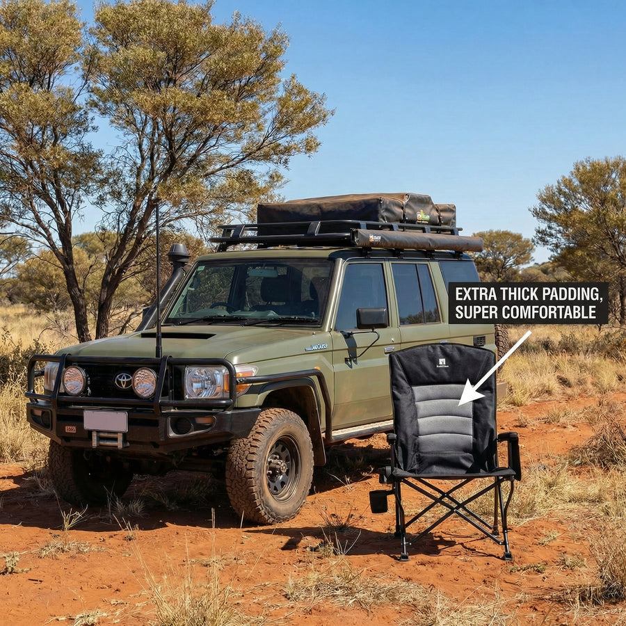 Deadtree Deluxe Reclining Folding Camping Chair with Padding (Black) - 2 Pack