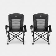 Deadtree Deluxe Reclining Folding Camping Chair with Padding (Black) - 2 Pack