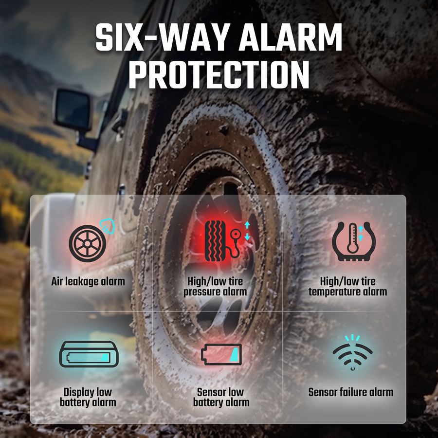 Wireless 4 Wheel External Tyre Pressure Sensors
