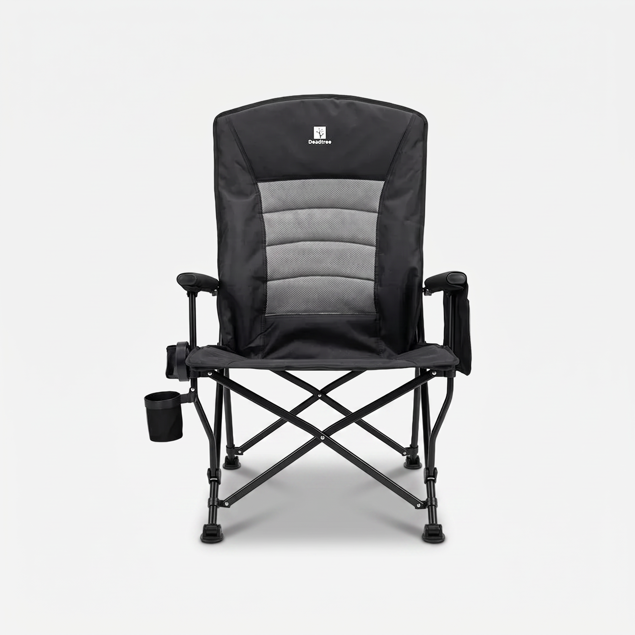 Deadtree Deluxe Reclining Folding Camping Chair (Black) product shot with drop shadow