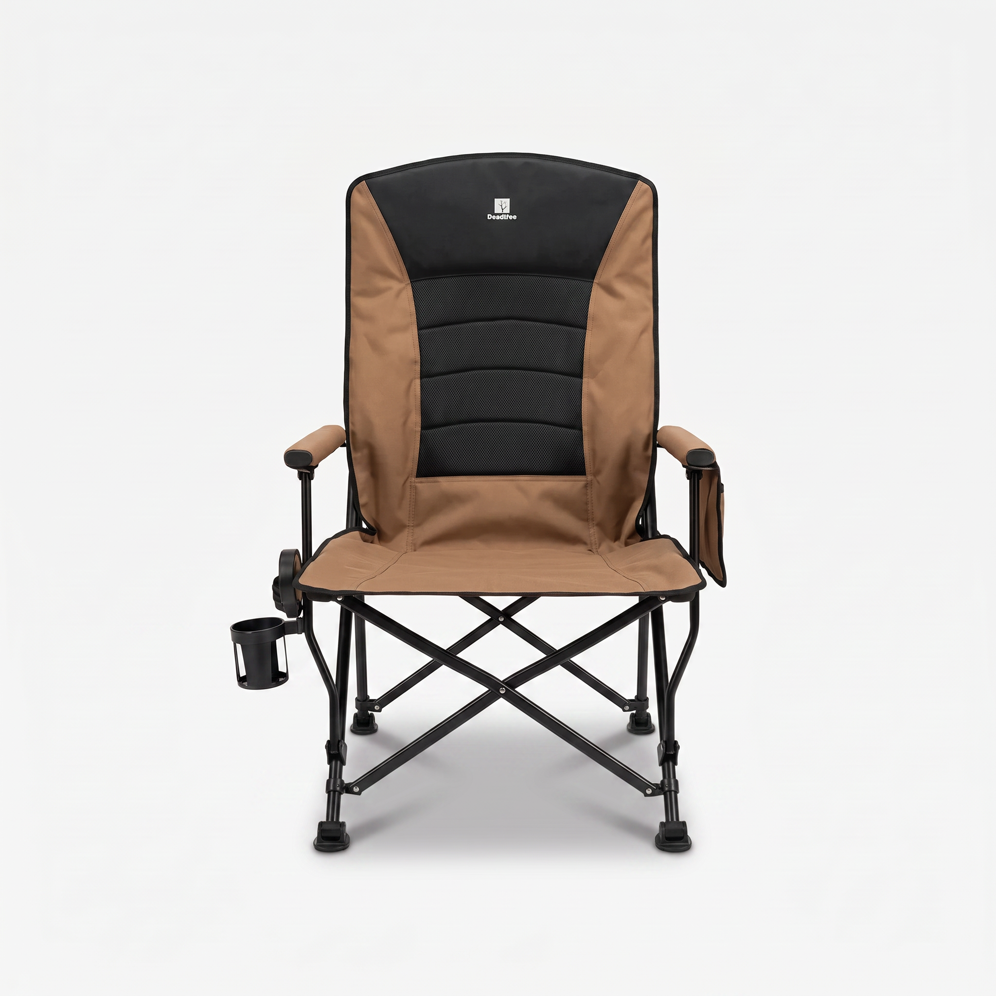 Deadtree Deluxe Reclining Folding Camping Chair (Brown) product shot with drop shadow
