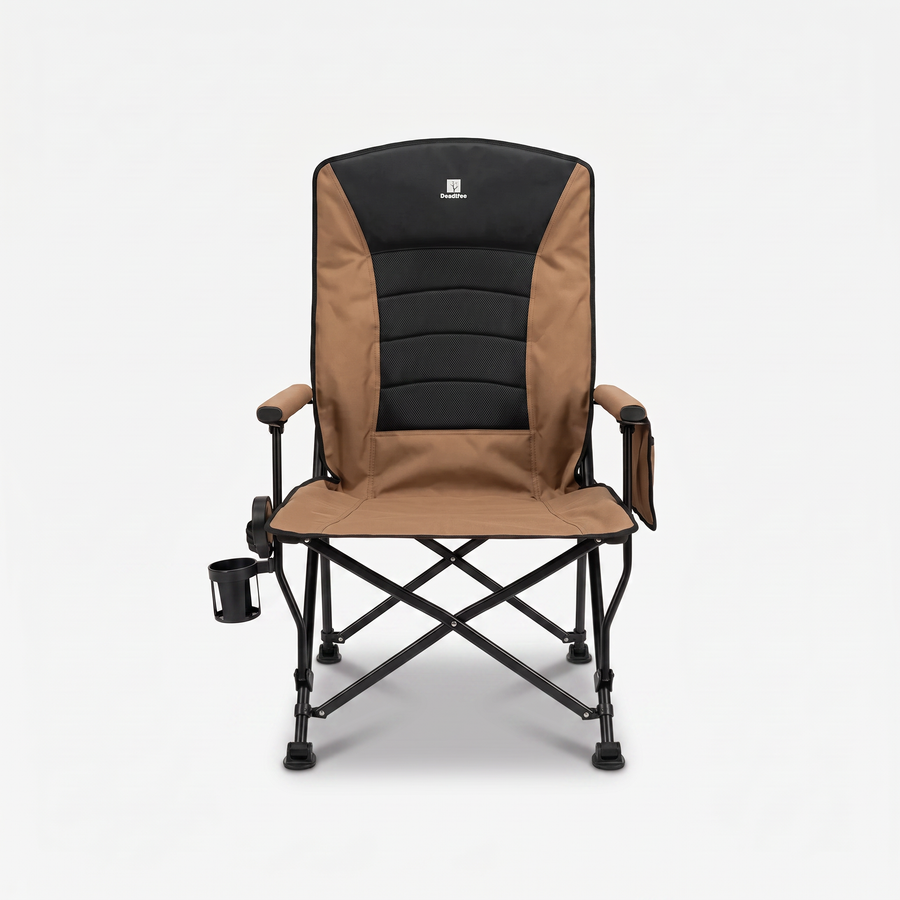 Deadtree Deluxe Reclining Folding Camping Chair (Brown) product shot with drop shadow