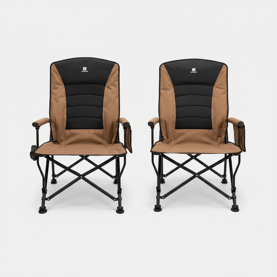 Deadtree Deluxe Reclining Folding Camping Chair with Padding (Brown) - 2 Pack
