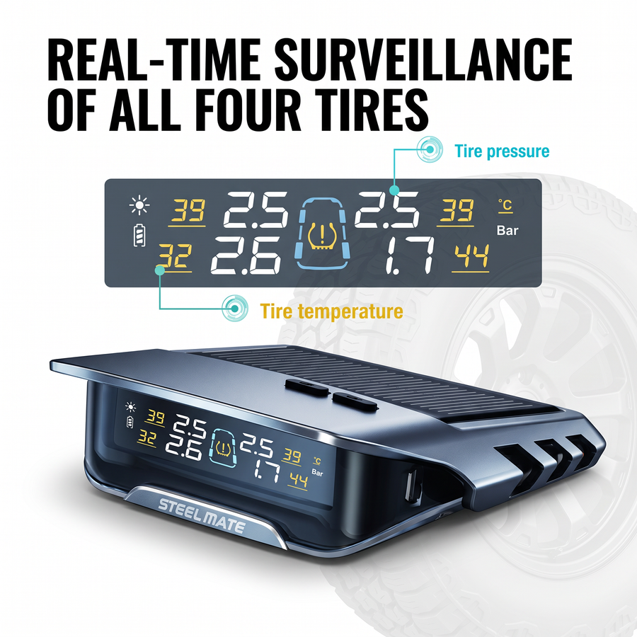 Wireless 4 Wheel External Tyre Pressure Sensors