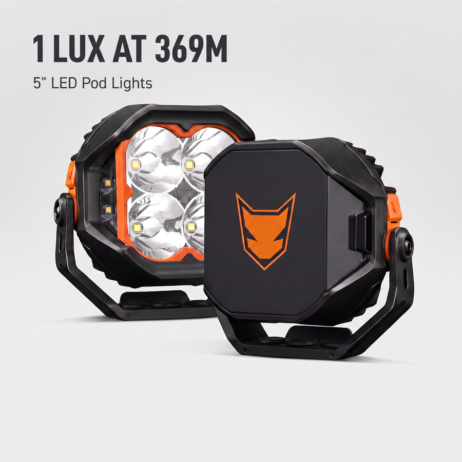 Lightfox 5 inch LED pod lights pair - 1 lux at 369m beam distance