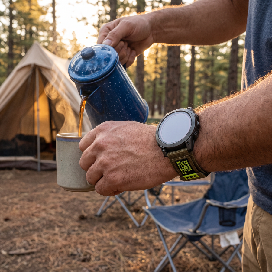 Deadtree Dash strap at a campsite