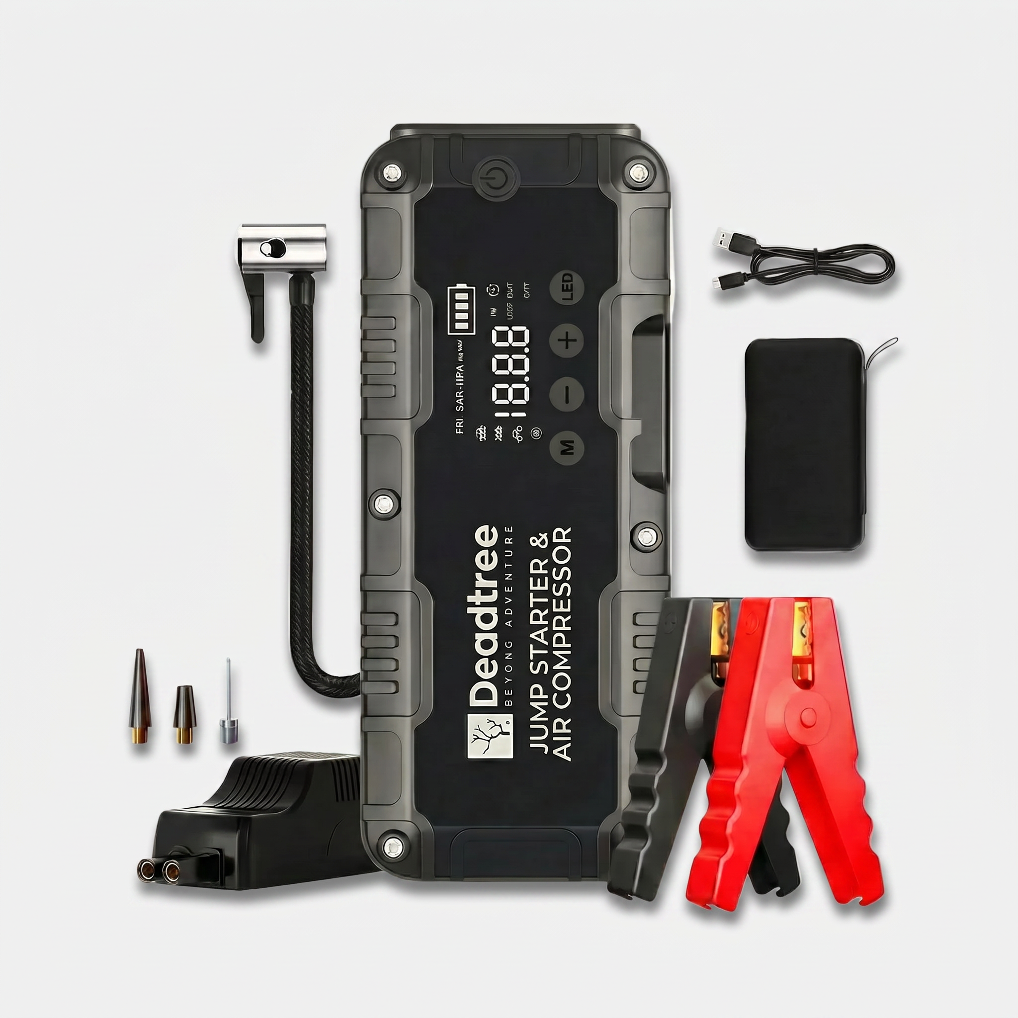 Deadtree Car Battery Booster Pack 4 in 1 product shot with drop shadow