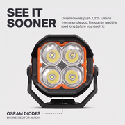 Lightfox 5 inch LED pod light front view - Osram diodes, 7,225 lumens per pod