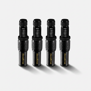 Four Deadtree adjustable tyre deflators with PSI scale, standing on a light surface with a soft cast shadow