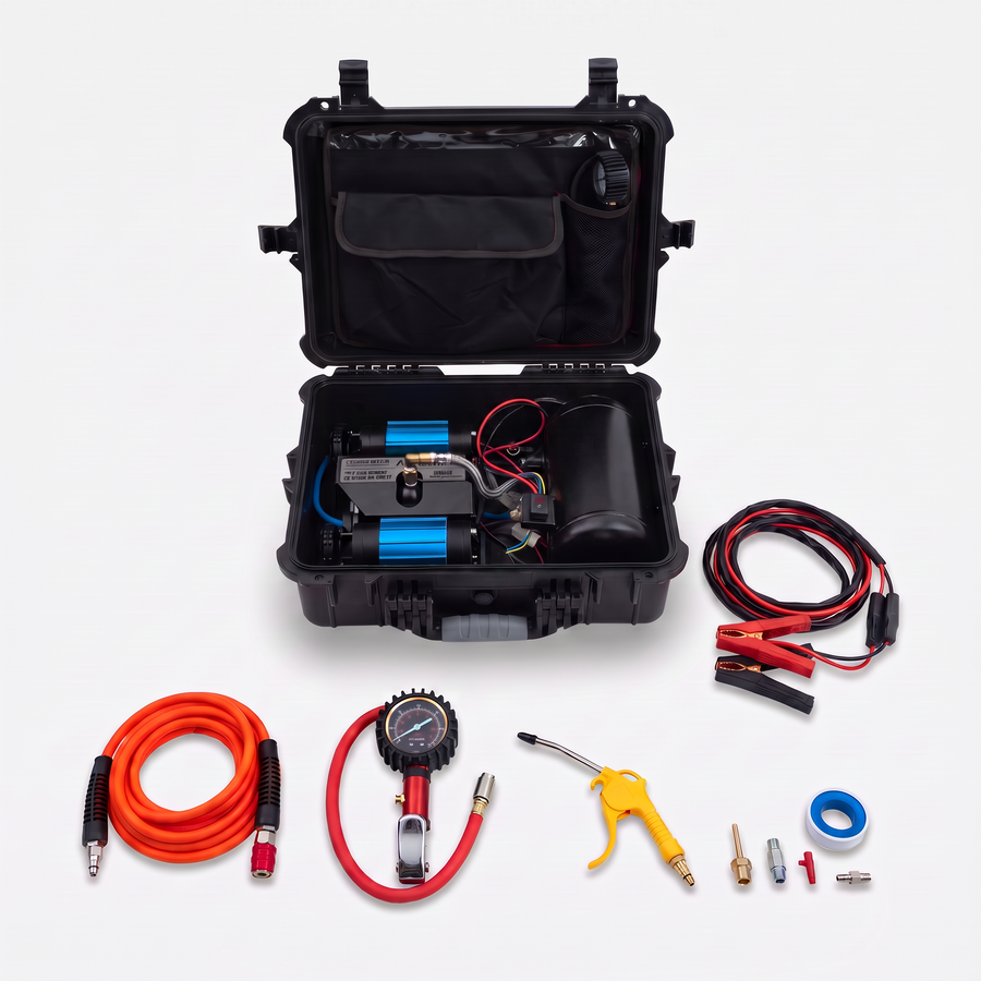 RUGG HF 12V Twin Motor Portable Compressor with Tank