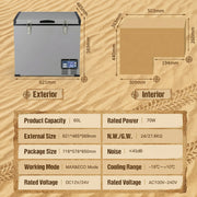 Deadtree Glacier 12V Portable Refrigerator Car Fridge - 60L