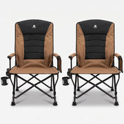 Deadtree Deluxe Reclining Folding Camping Chair with Padding (Brown) - 2 Pack
