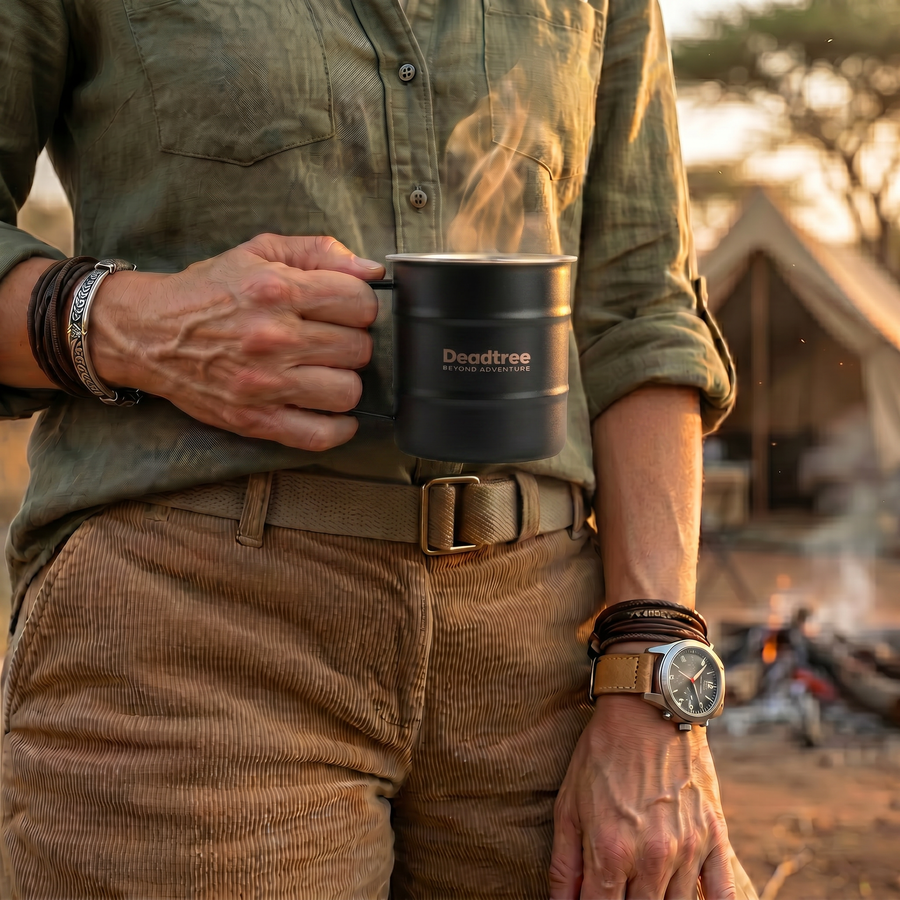 Deadtree Stainless Steel Bushmug 450ml  (Black)