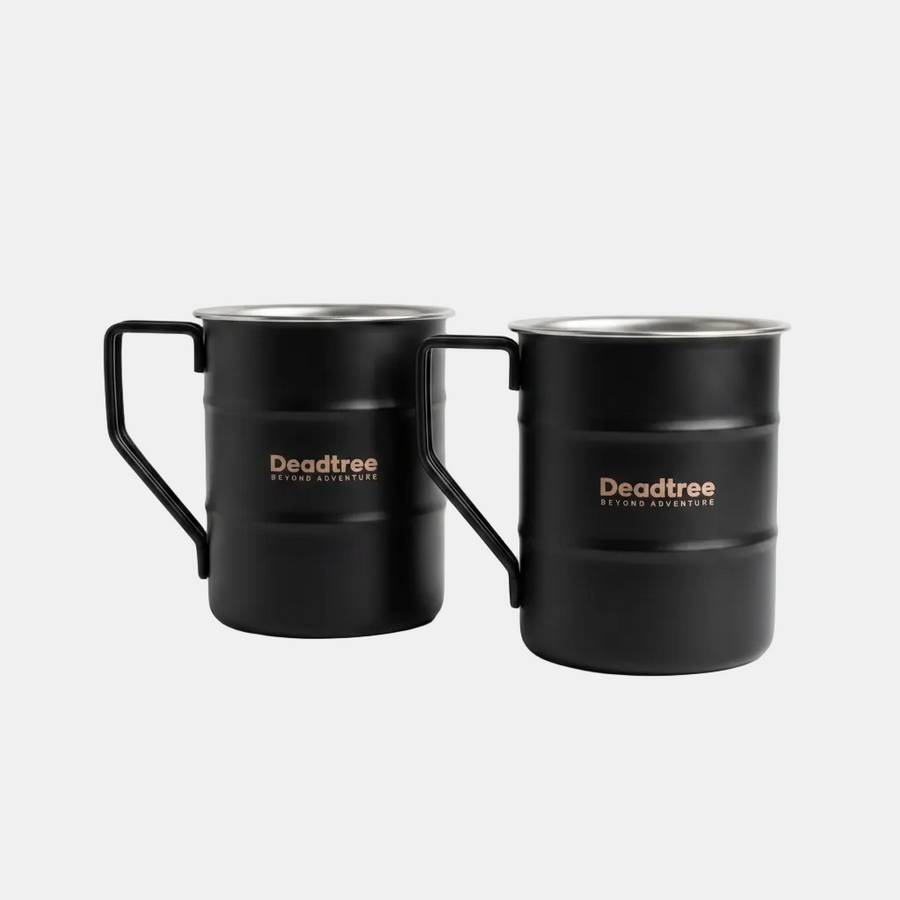 Deadtree Stainless Steel Bushmug 450ml  (Black) 2 Pack