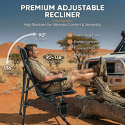 Deadtree Deluxe Reclining Folding Camping Chair with Padding (Black)