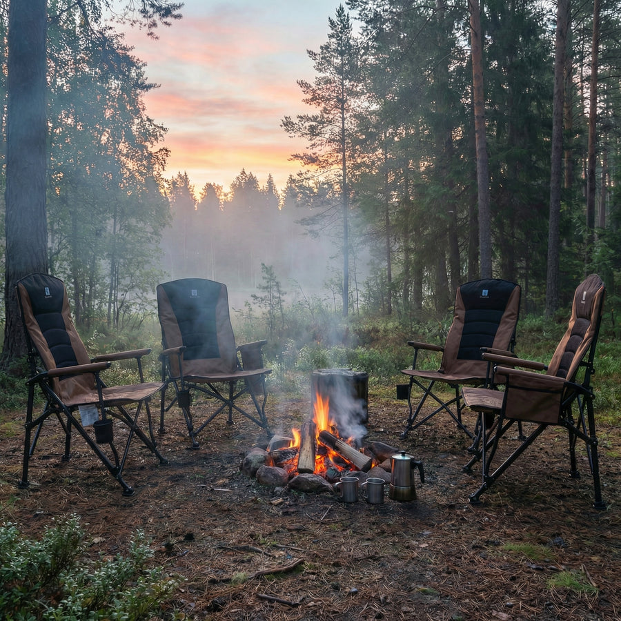 Deadtree Deluxe Reclining Folding Camping Chair with Padding (Brown)