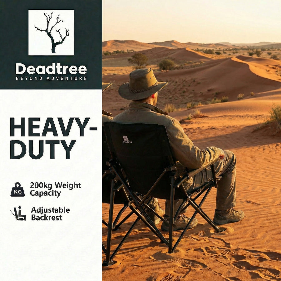 Deadtree Deluxe Reclining Folding Camping Chair with Padding (Black)
